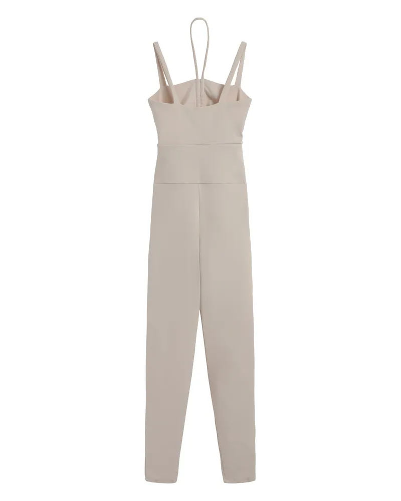Live The Process Women Elastic Jumpsuit Beige Polyamide Jumpsuits Dress Beige