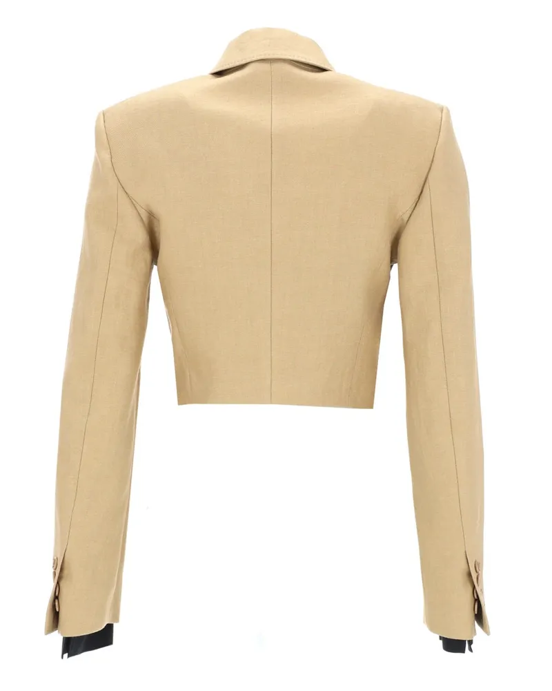 Max Mara Cropped Linen Jacket — Beige Beige