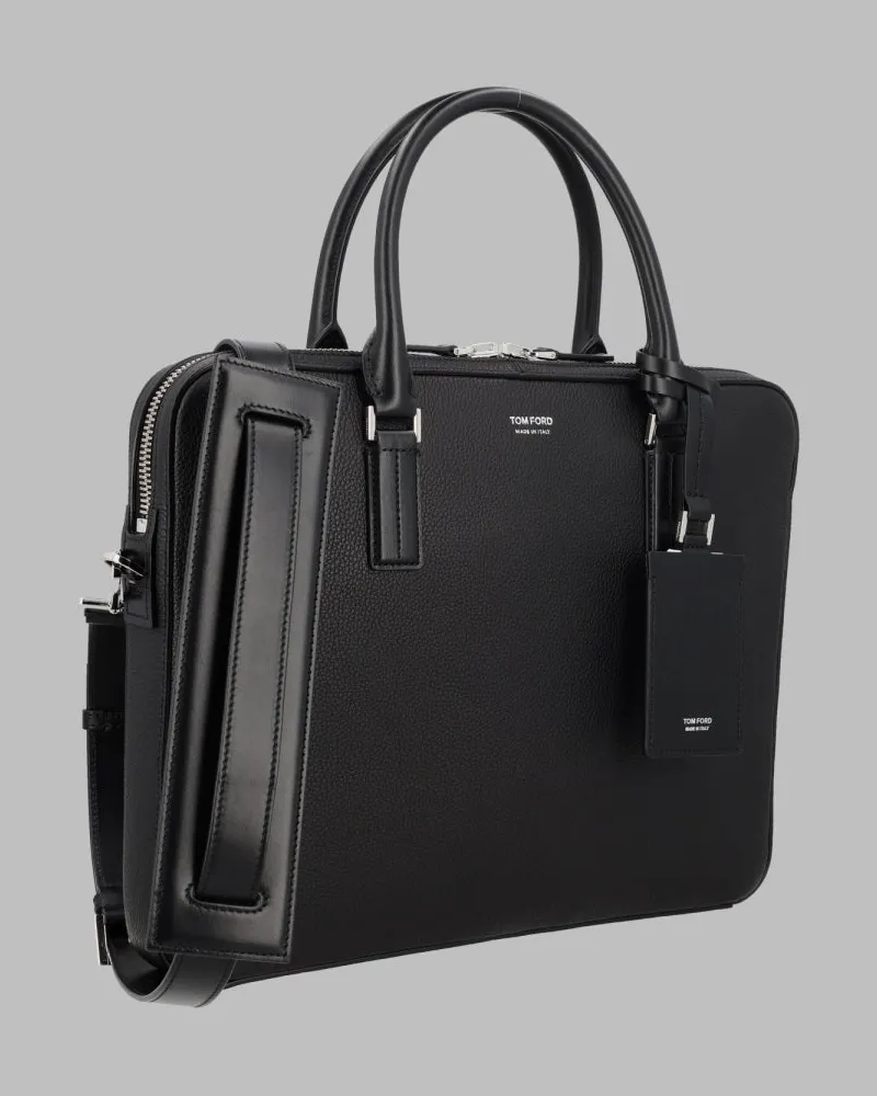 Tom Ford Men's Travel Bag Leather Black Shoulder Black