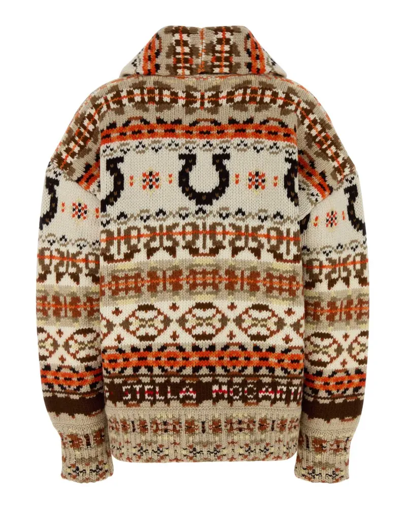 Stella McCartney Women Embroidered Wool Fair Isle Oversize Cardigan Multicolor 1 Exterior: Virgin Maglieria Sweater Multicolor