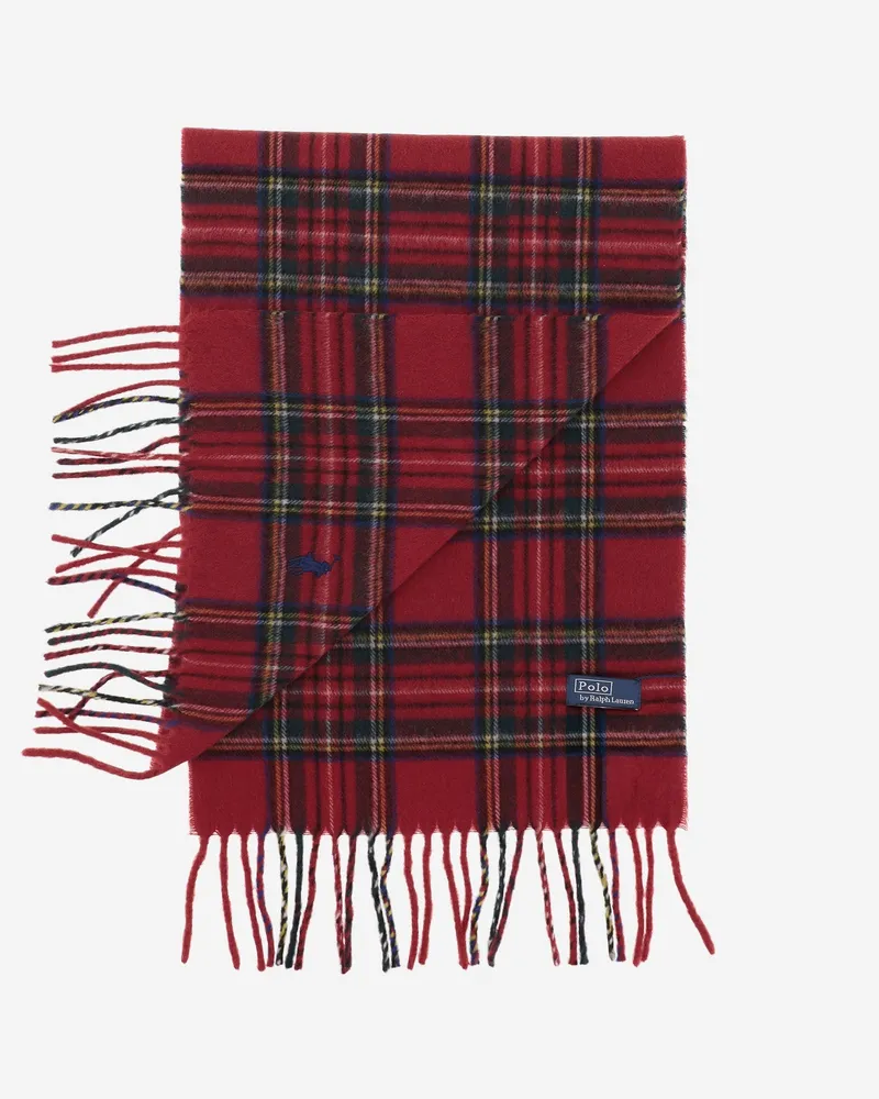 Ralph Lauren Men's Cashmere Scarf With Embroidered Logo Multicolour Scarfs Red