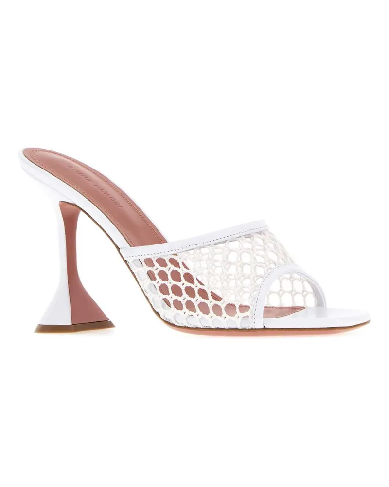 Amina Muaddi Women's White Leather And Mesh Lupita Net Mules Sandali Sandal White