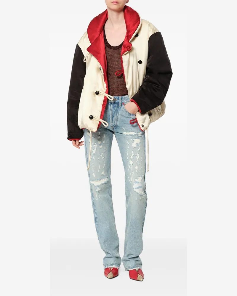 Isabel Marant Reversible Quilted Silk Satin Puffer Jacket — Cream Cream