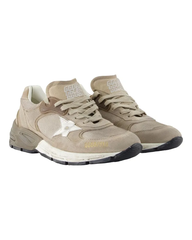 Golden Goose Men's Running Dad Sneakers -  Leather Multicolor Cowhide Shoes Beige