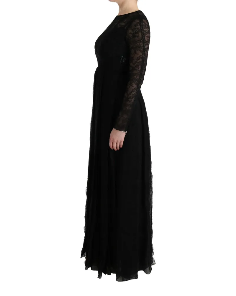 Dolce & Gabbana Women's Black Floral Lace Sheath Silk Dress Black