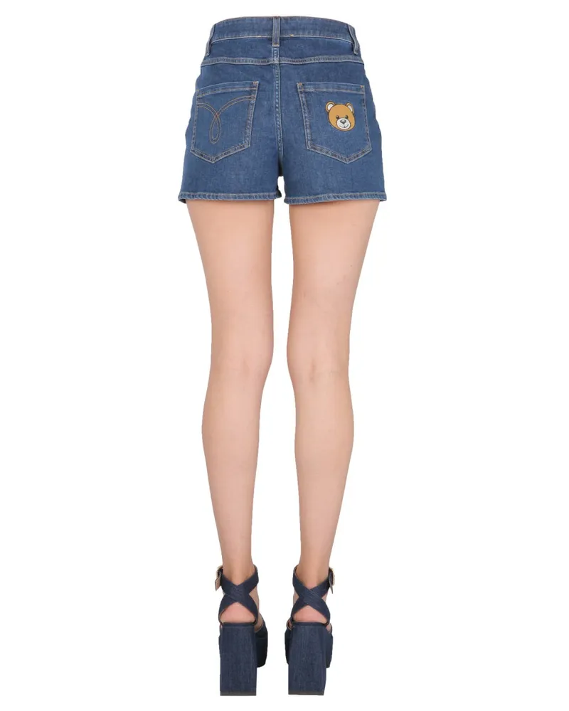 Moschino Embroidered Teddy Denim Bermuda — Denim Denim