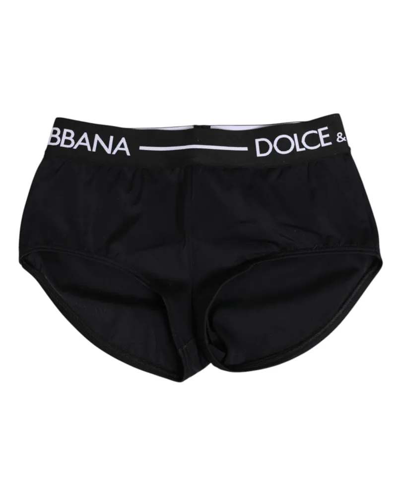 Dolce & Gabbana Women Black Nylon Logo Waistband Shorts Underwear Elastane Black