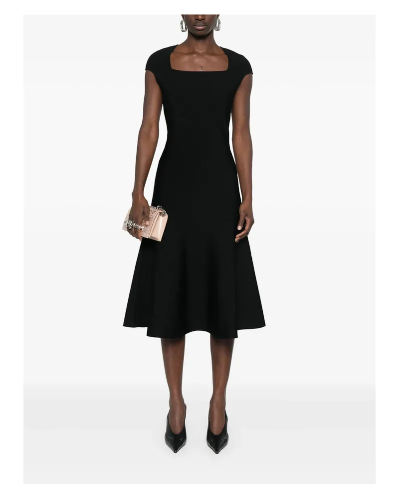 Alexander McQueen Square Neck Cocktail Dress — Black Black