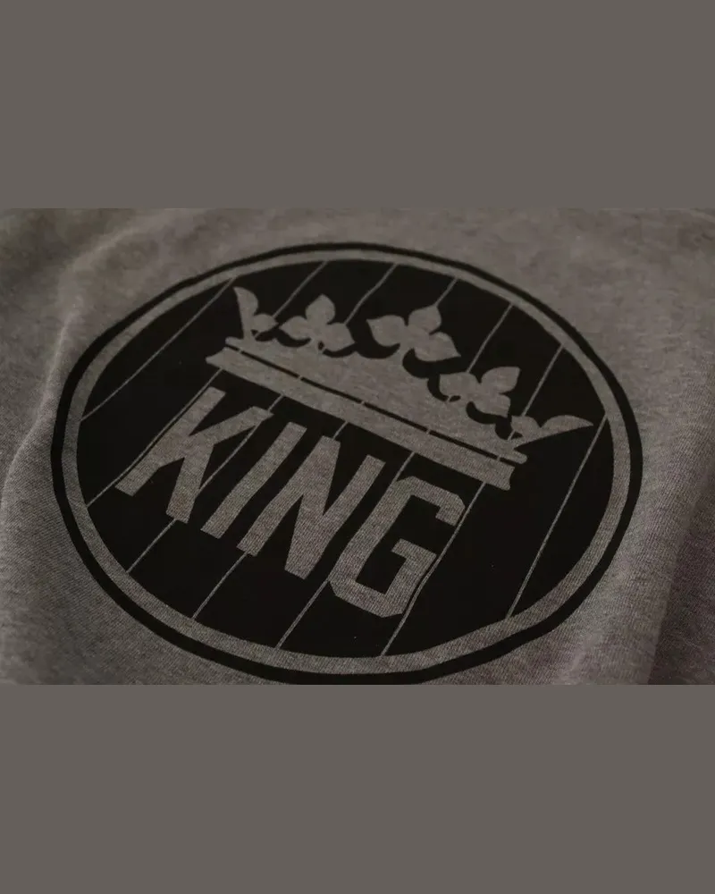 Dolce & Gabbana Men Crown King Logo Print Sweatshirt Gray Cotton Sweatshirts Gray