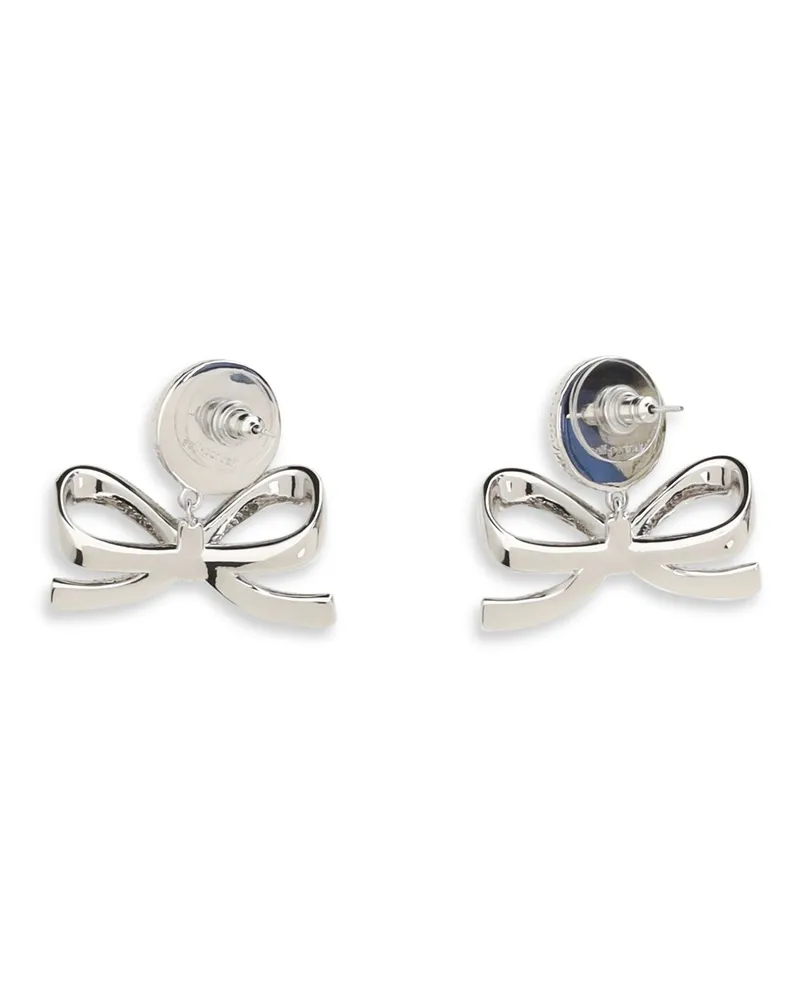 Self-Portrait Pearl Bow Drop Earrings — Silver Silver