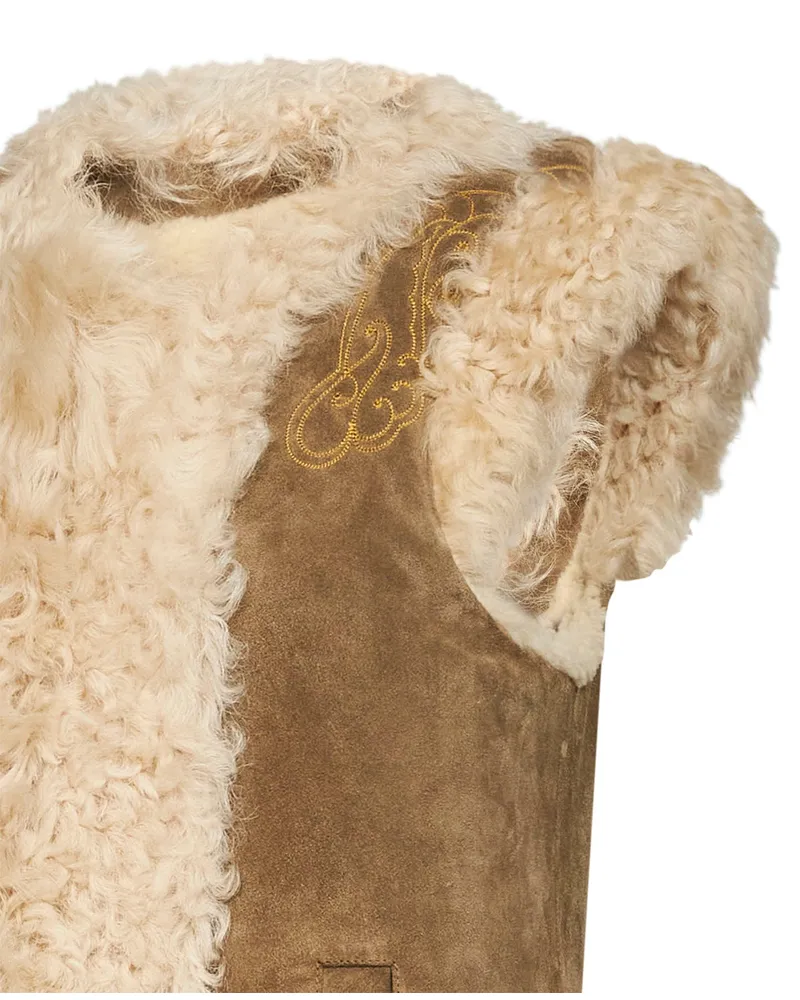 Etro Women's Shearling Vest Brown Lambskin Faux Fur & Coats Brown