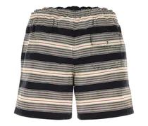 Men's Striped Nylon Swimming Shorts Black Poliammidericiclata Swimwear