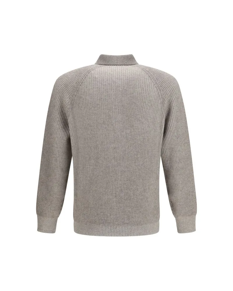 Brunello Cucinelli Cashmere Milano Stitch Sweater — Gray Gray