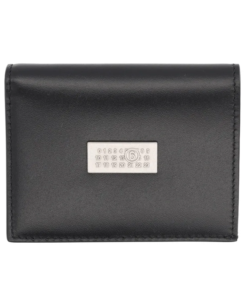 Maison Margiela Logo-Embellished Leather Coin Purse — Black Black