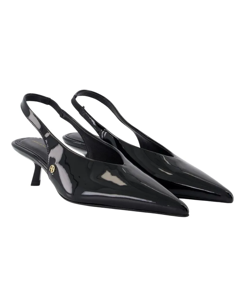 Anine Bing Women's Hilda Pumps -  Leather Black Calfskin Shoes Black