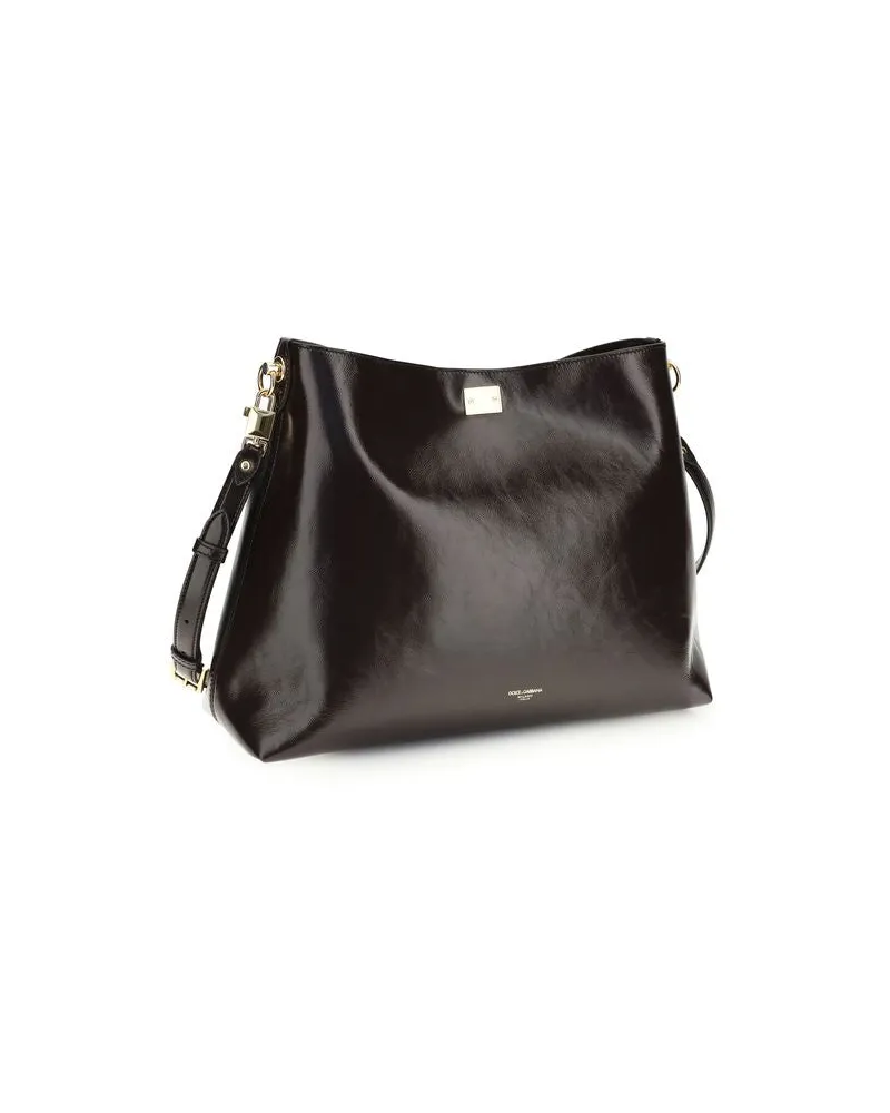 Dolce & Gabbana Women's Brown Calf Leather Bos Taurus Shoulder Bag Brown