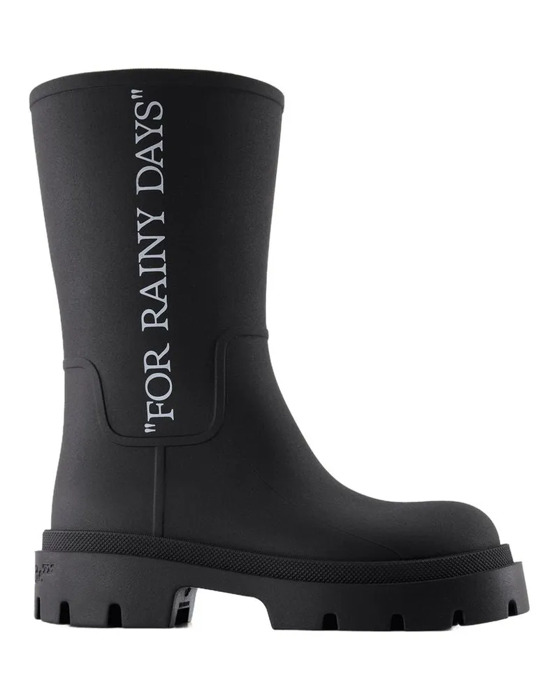 OFF-WHITE Women's Reboot Rainy Days Sneakers - Off White Leather Black Synthetic Shoes Boots Black