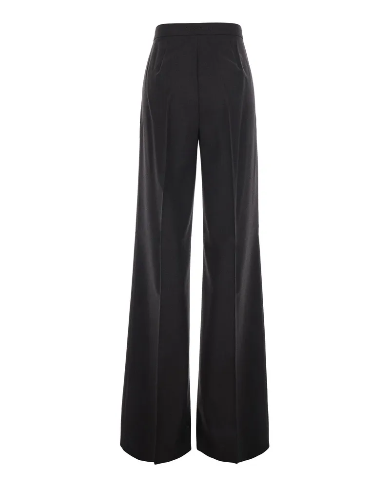 Max Mara Women's Trousers Brown Wool Blend Black