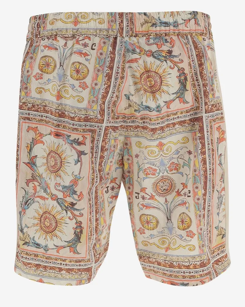 Just Cavalli Men's Nylon Shorts With Ornamental Print Polyamide Multicolor