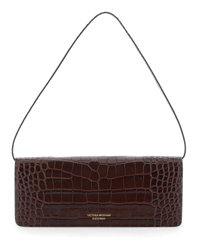 Victoria Beckham Women's Clutch Dorian East-West Brown Leather Calf Shoulder Bags Brown