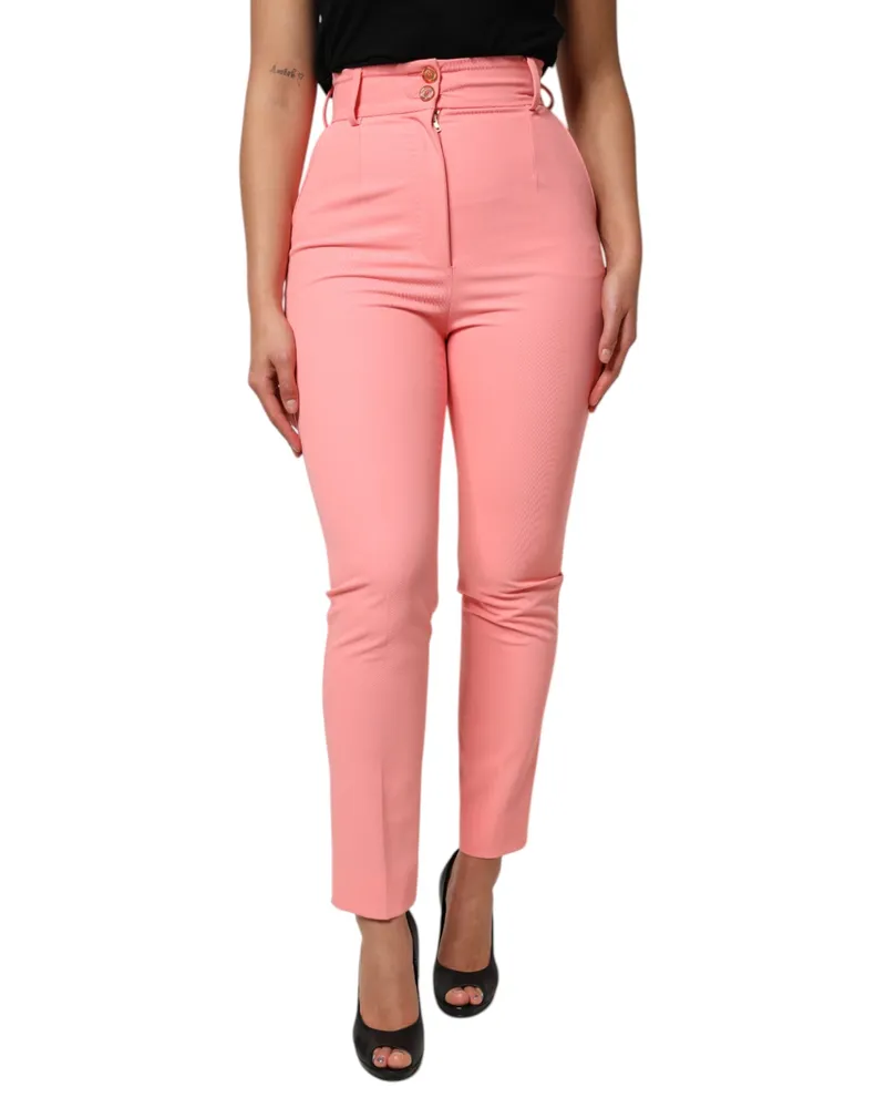 Dolce & Gabbana Women's Pink High Waist Dress Tapered Pants Polyester Viscose Elastane Pink