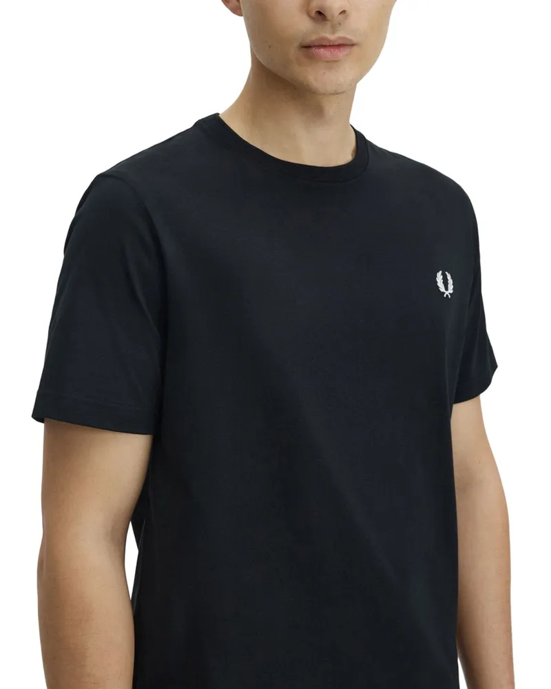 Fred Perry Logo-Embroidered Cotton T-Shirt — Black Black