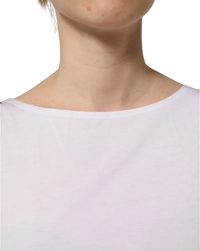 Dolce & Gabbana Women's White Cotton Sleeveless Cropped Tank Top White