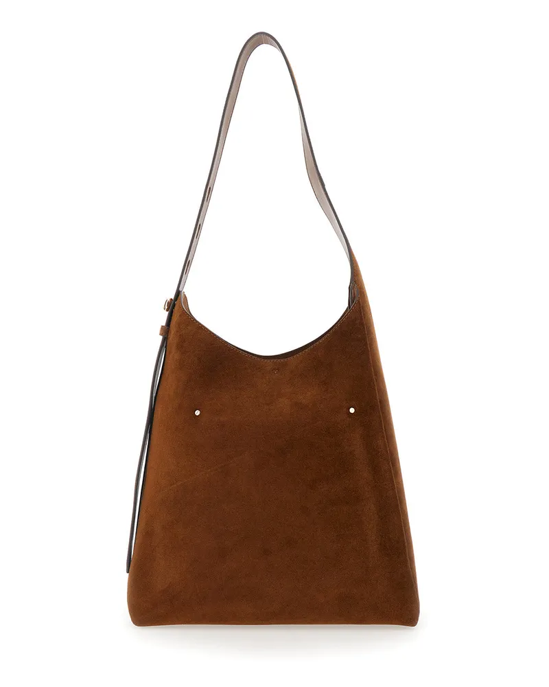 Tory Burch Women's Shoulder Bag Romy Brown Suede Bovine Leather Brown