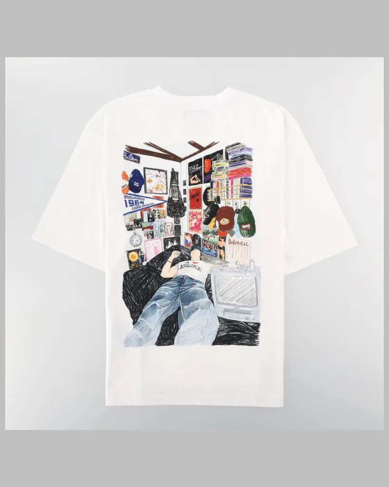 Dsquared2 Printed Cotton T-Shirt — White White