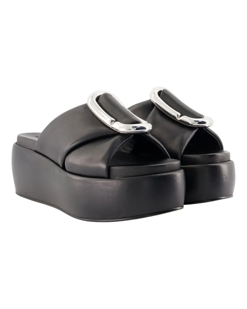 Marc Jacobs Women's The Platform Sandals -  Leather Black Lambskin Shoes Black