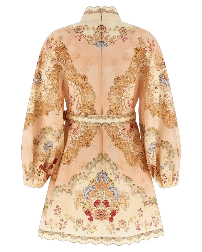 Zimmermann Women's Multicolor Linen Short Dress Beige