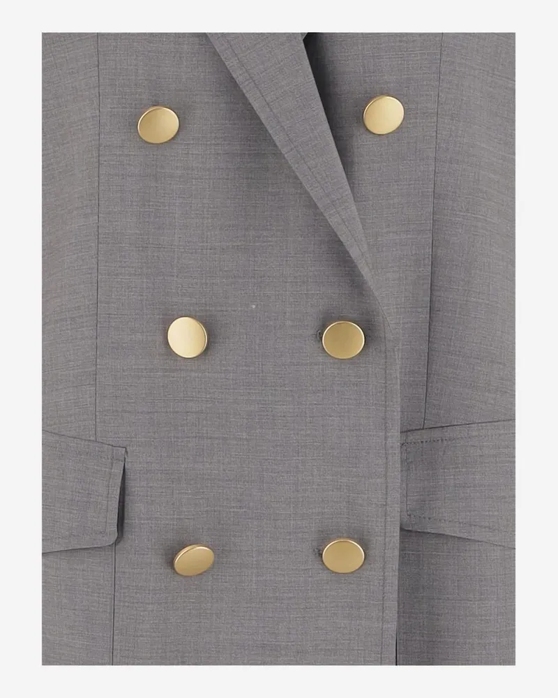 Tagliatore Women's Sleeveless Double-Breasted Coat Grey Virgin Wool Gray
