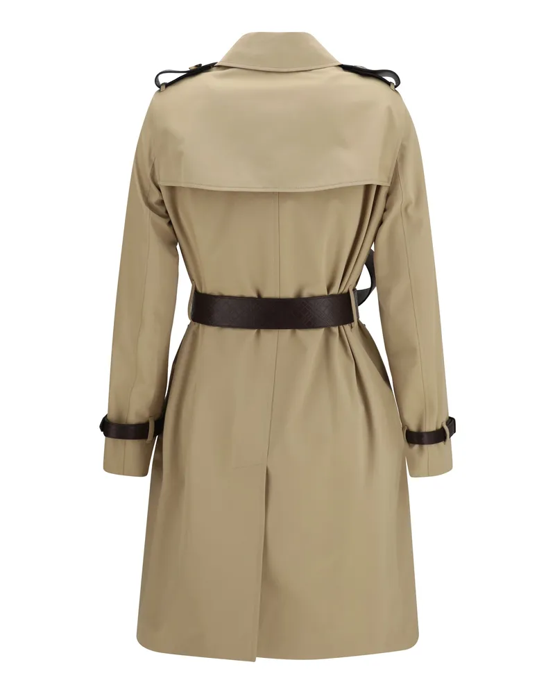 Burberry Women's Trench Coat Kensington Honey Leather Cotton Jacket 