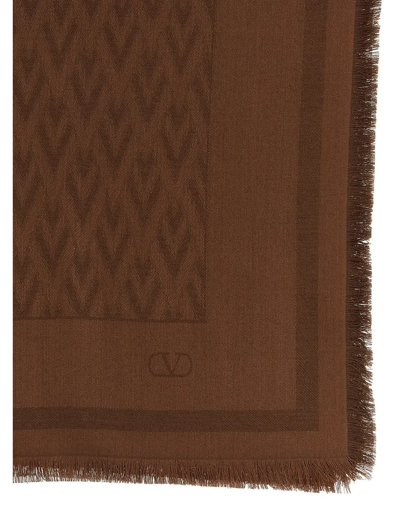 Valentino Garavani Women's Brown Silk Scarf Brown