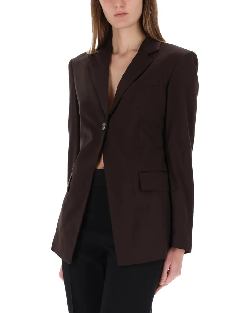 Helmut Lang Cutaway Wool Blazer — Brown Brown