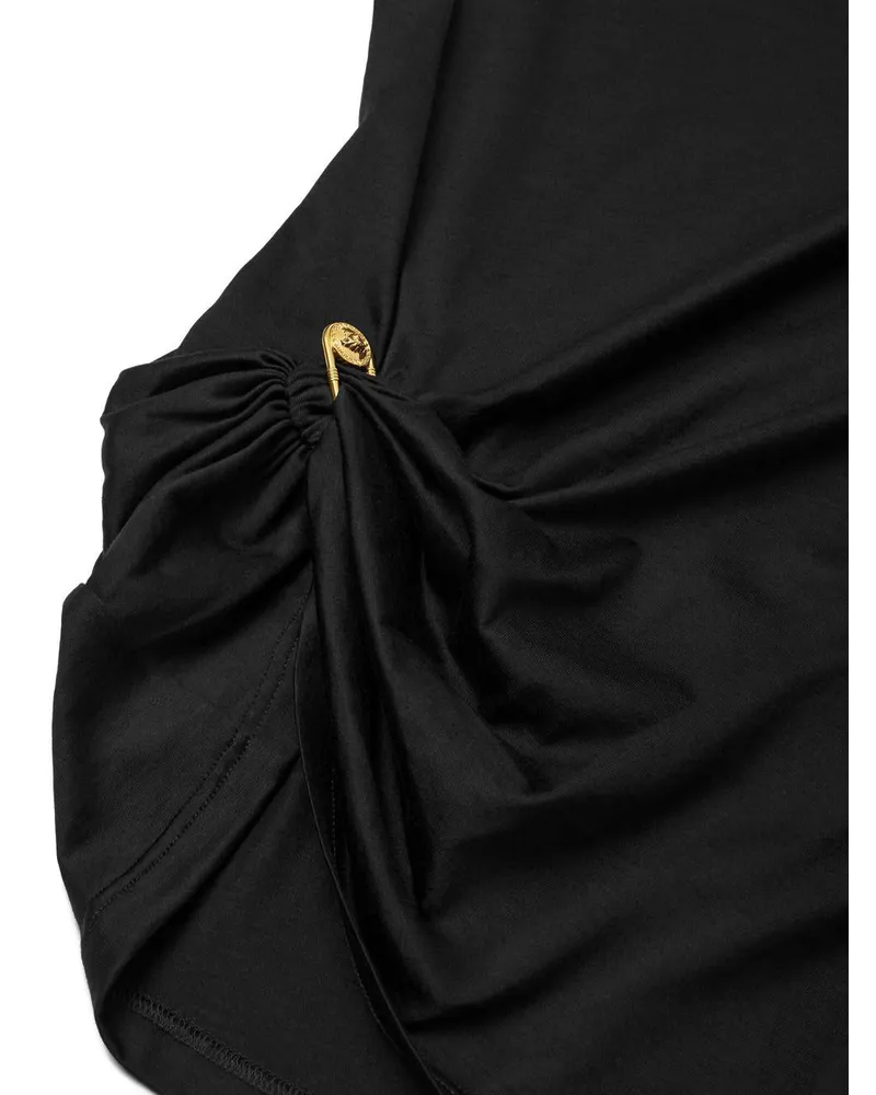 Versace Women's T-Shirt Safety Pin Black Silk T-Shirts & Jerseys Black