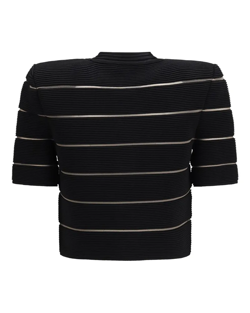 Balmain Women's Short-Sleeved Buttoned Cardigan 0pa Noir Viscose; Polyester Sweater Black