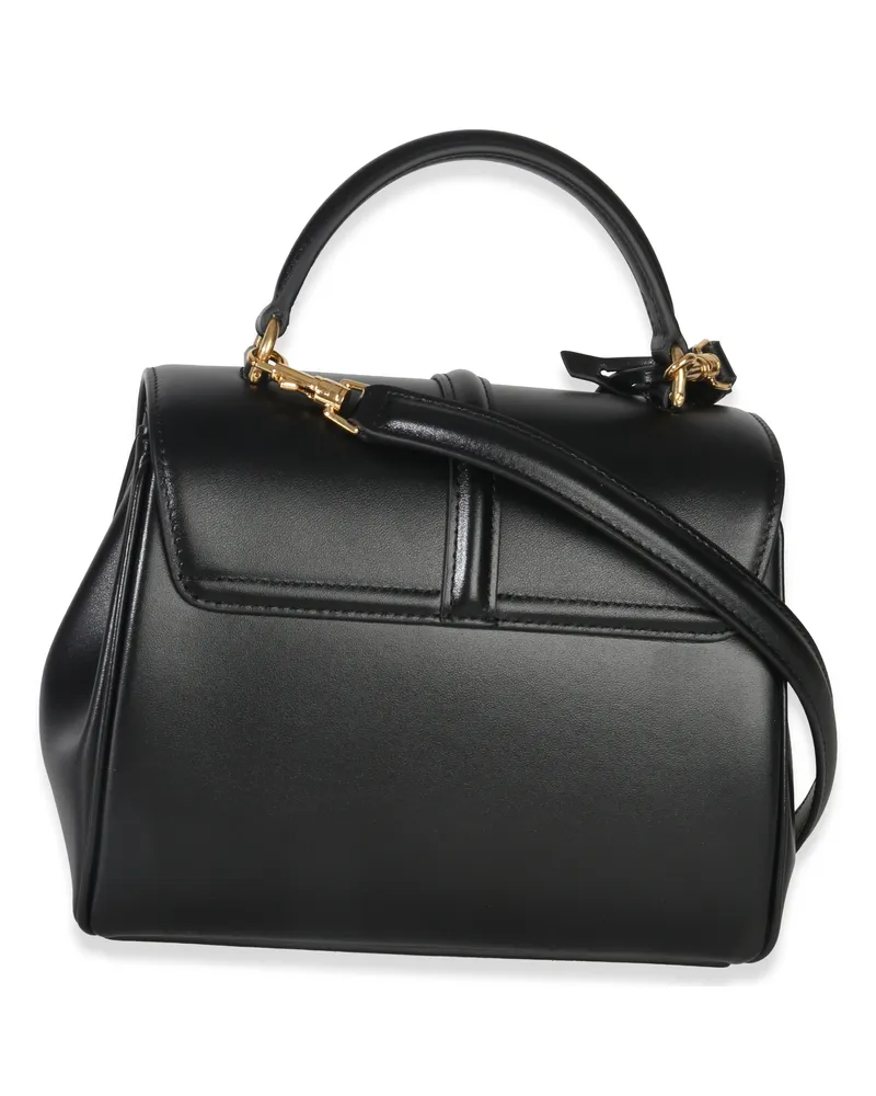Celine Men's Black Satinated Calfskin 16 Top Handle Bag Leather Handbag Black