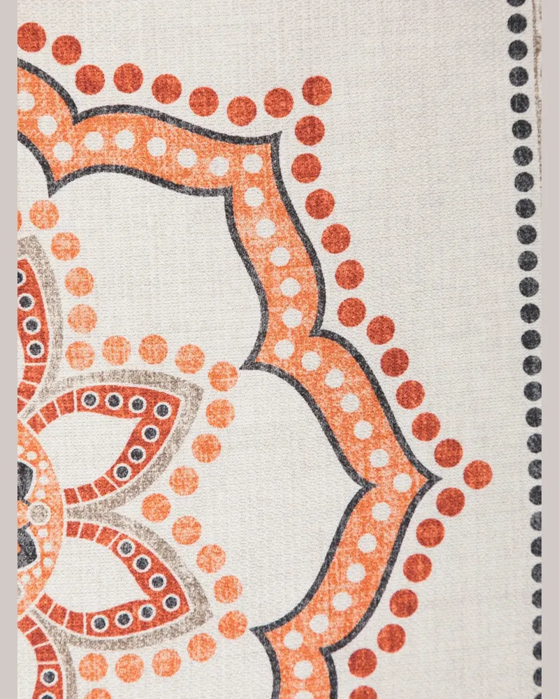 Brunello Cucinelli Mandala Pattern Silk Pocket Square Orange Accessory Orange