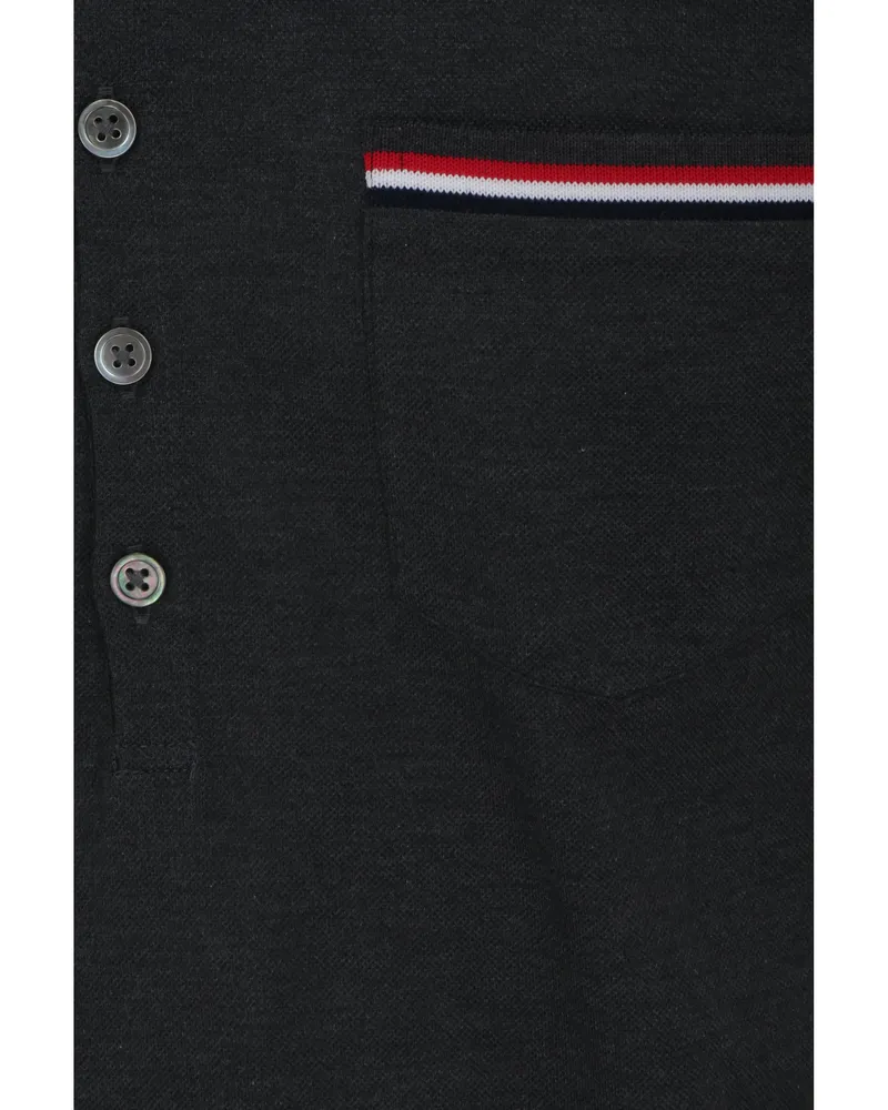 Thom Browne Men's Short-Sleeve Polo Dark Grey Cotton Shirts T-shirts And Polos Gray