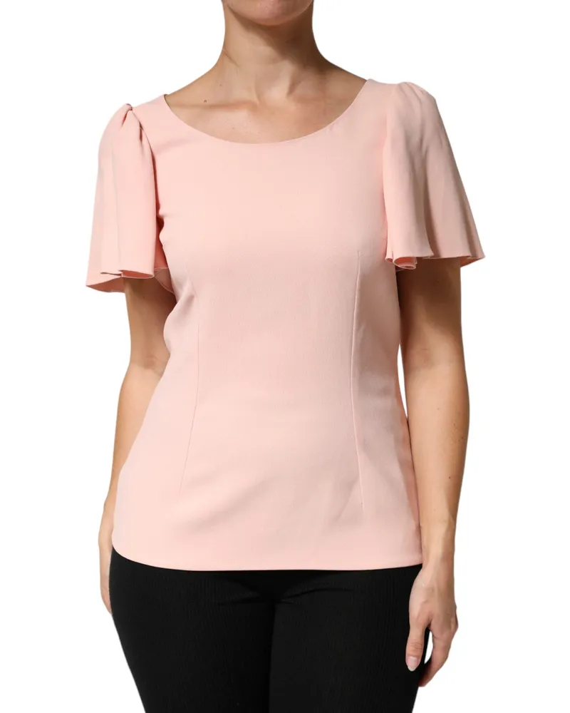 Dolce & Gabbana Ruffled Short-Sleeve Blouse — Pink Pink