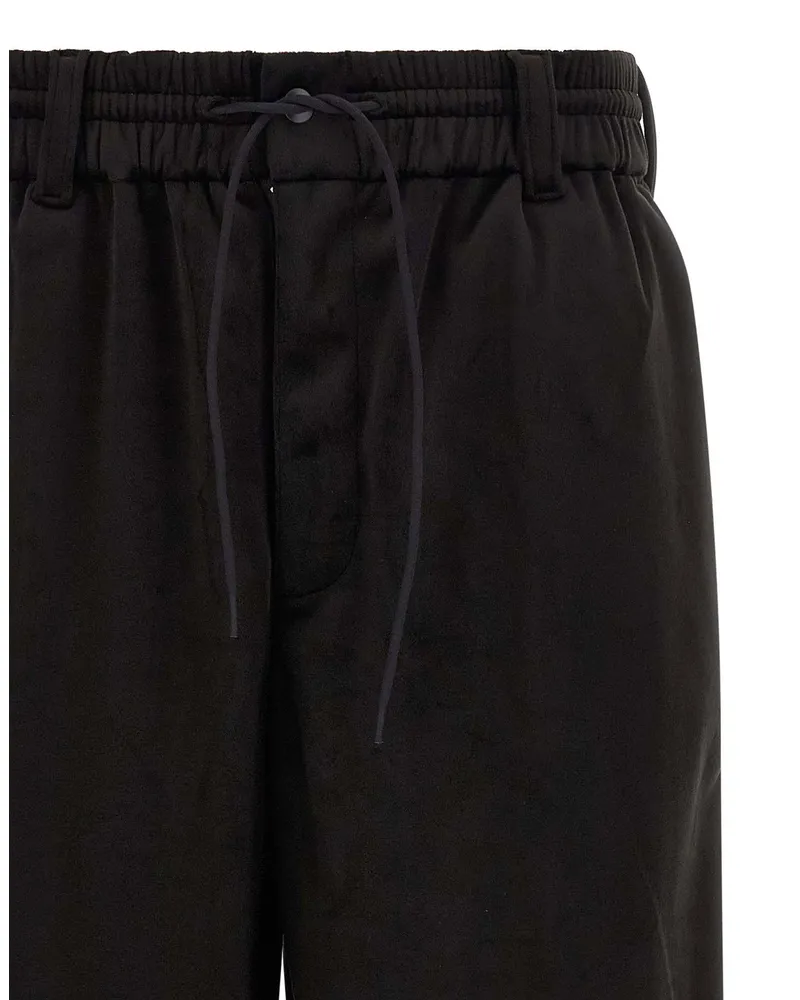 Y-3 Velvet Effect Technical Fabric Joggers — Black Black