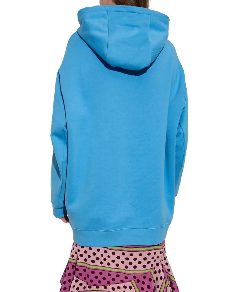 Marni Logo-Embroidered Cotton Sweatshirt — Blue Blue