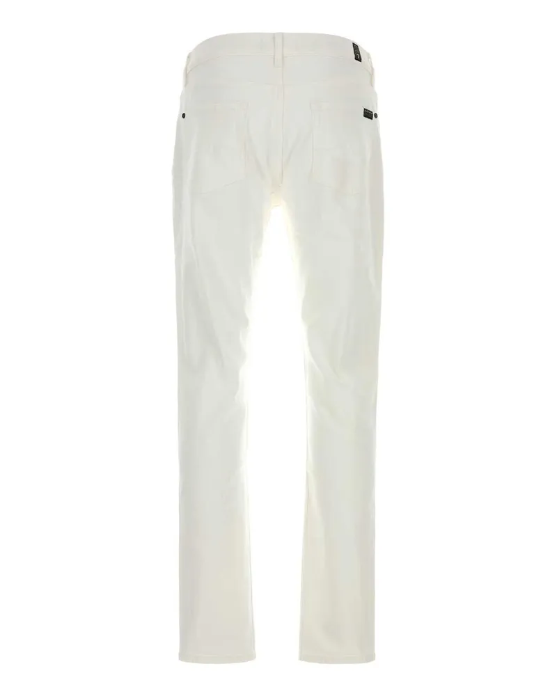 7 for all mankind Men's White Stretch Denim Slimmy Tapered Jeans Blue White