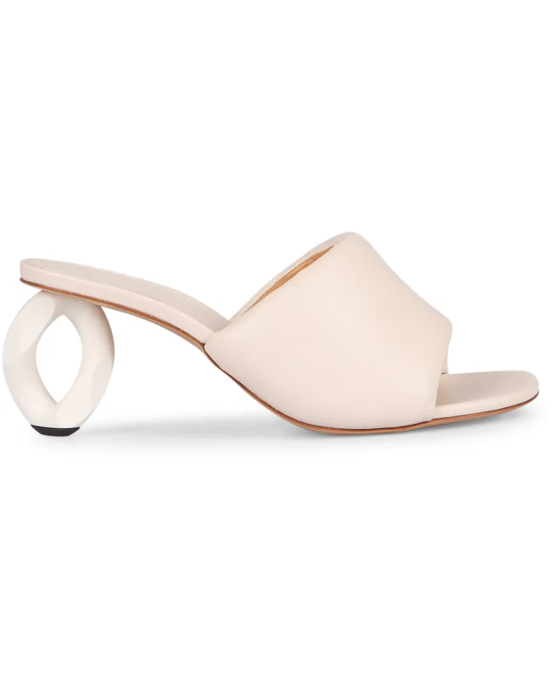 J.W.Anderson Women's Leather Mules With Sculptured Heel White Lamb Sandal White