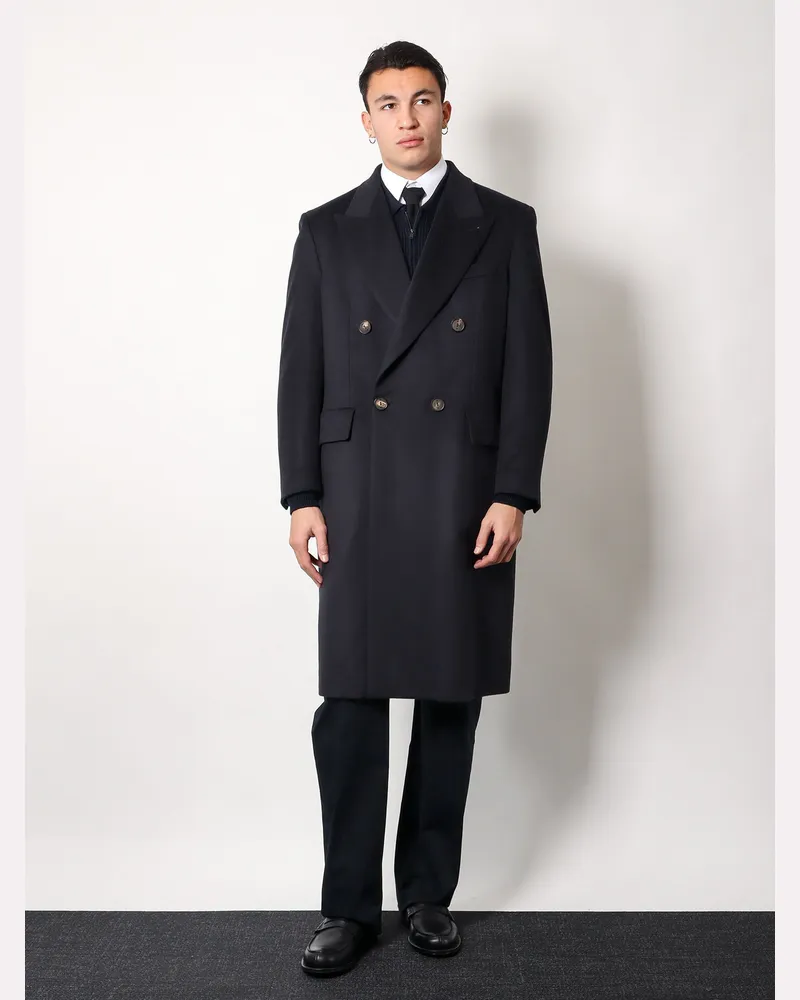 Hevò Men's Cashmere Coat Martinafranca Blue Blue