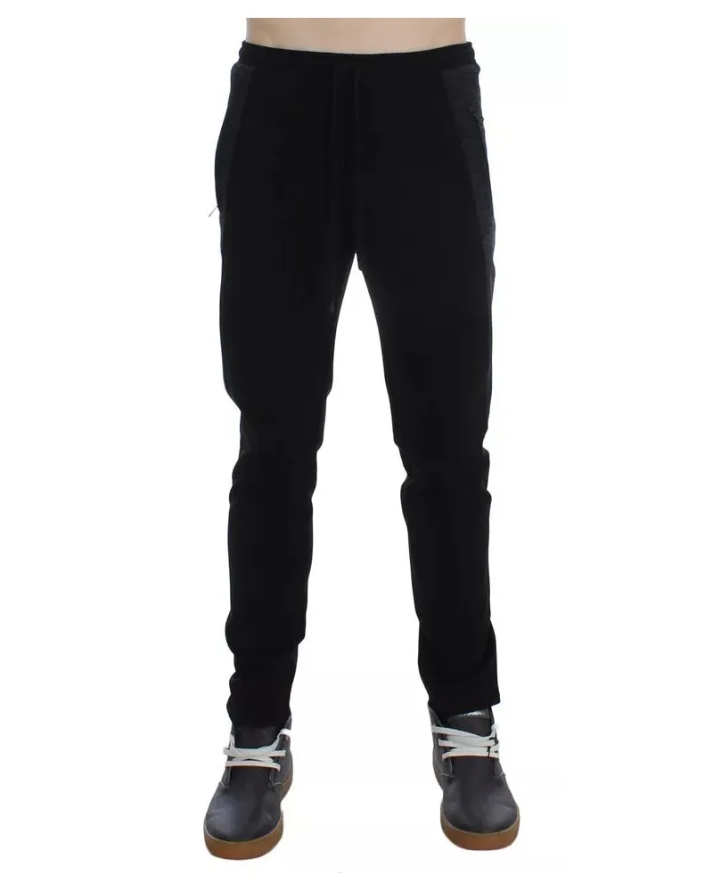Dolce & Gabbana Men's Black Gray Wool Casual Trousers Stripe Pants And Black