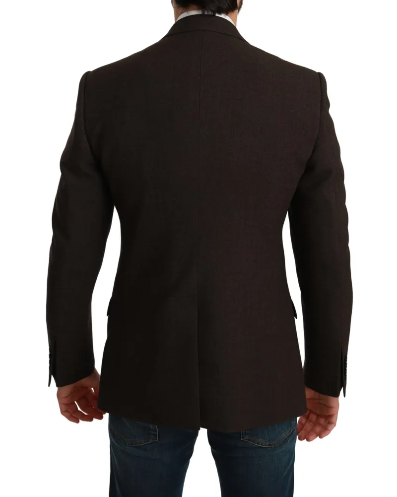 Dolce & Gabbana Men's Brown Slim Fit Coat Jacket Martini Blazer Virgin Wool Clothing Brown