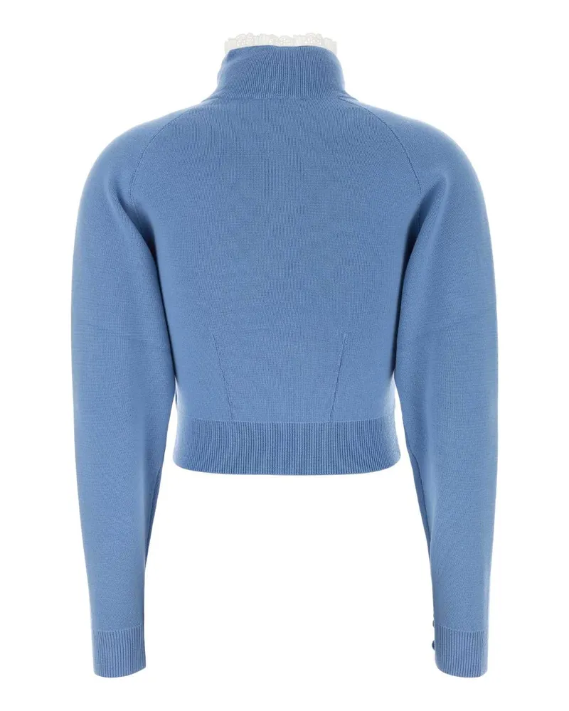 Chloé Lace-Trim Wool Sweater — Blue Blue