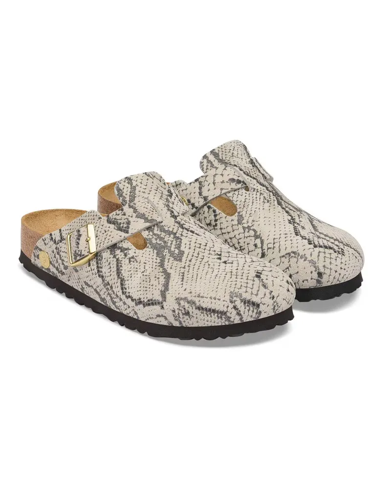 Birkenstock Women's Clogs Boston Suede Oyster Grey Leather Sandal Gray